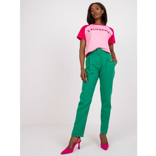 Fashion Hunters Light green suit trousers with a Giulia belt Slike