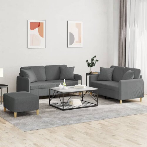  3-dijelni set sofa s jastucima tamnosivi od tkanine Cijene