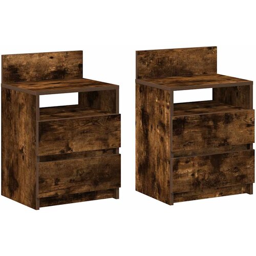  Noćni ormarići 2 kom s 2 ladice dimljeni hrast 40x33x60 cm Slike