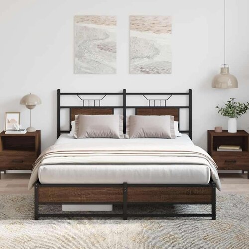 VidaXL okvir kreveta bez madraca smeđi hrast 150x200 cm izrađeno drvo Slike