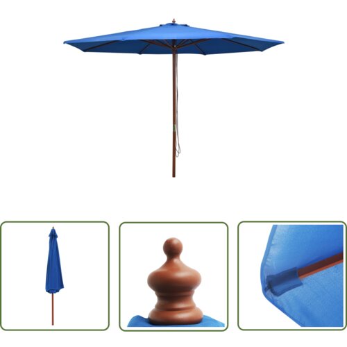  The Living Store Zunanji senčnik z lesenim drogom 350 cm moder - Senčnik, (21743549) Cene