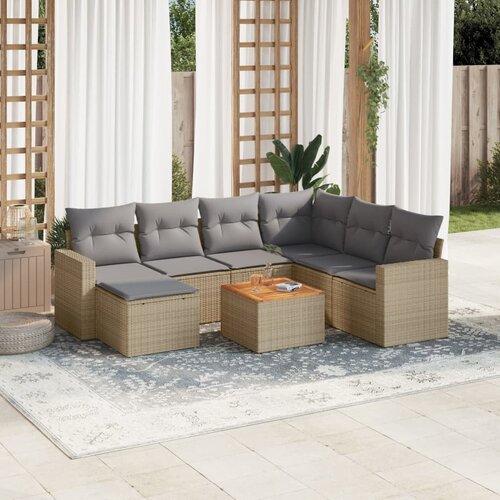 VidaXL 8-dijelni set vrtnih sofa od poliratana s jastucima bež Slike