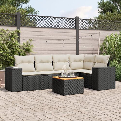  6-dijelni set vrtnih sofa s jastucima crni od poliratana Crna 234 x 124 x 69 cm Slike