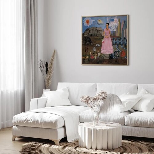  Slika - Frida Kahlo &amp;ndash; Self-Portrait on the Borderline Between Mexico and the United States 60x60 U prirodnom drvenom okviru Slike