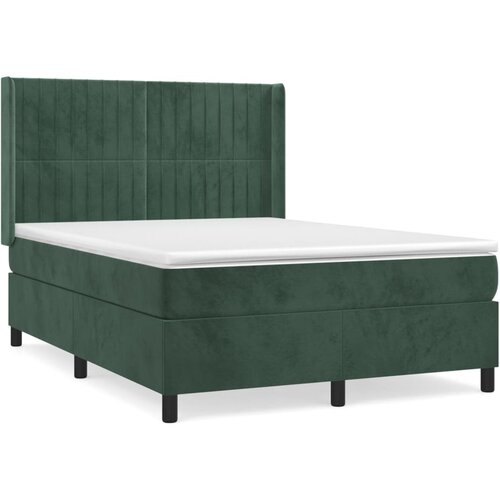 vidaXL box spring postelja z vzmetnico temno zelena 140x200 cm žamet, (20895074) Cene