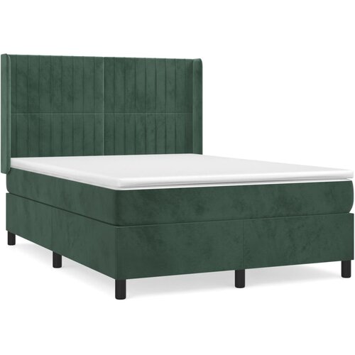 vidaXL Boxspring - Krevet s oprugama i madracem tamnozeleni 140x200 cm bar&scaron;unasti - Tamnozelena 140 x 200 cm Okomite pruge Cijene