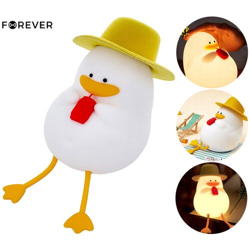Forever DUCK nočna LED svetilka, ambientalna, brezžična, 2 načina svetenja, časovnik, polnilna baterija, silikon, USB Type-C,, (21591850) Cene
