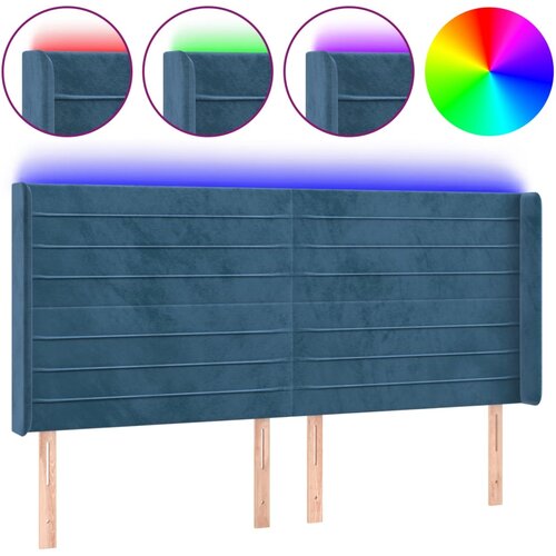 Maison Chic led posteljno vzglavje - vzglavna omarica - nočna omarica temno modro 183x16x118/128 cm žamet, (21707818) Slike