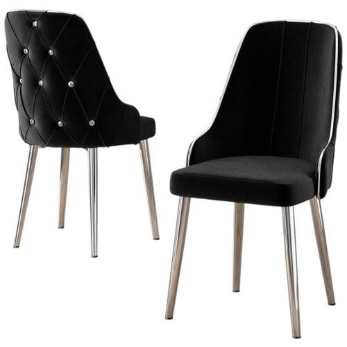 Hanah home set trpezarijskih stolica Krax 8 kom, crna tkanina Babyface, hromirane metalne noge Cene