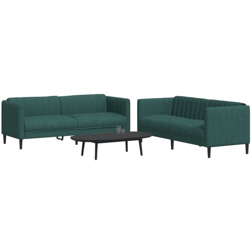 The Living Store Sedežna garnitura 2-delna temno zelena tkanina - Sedežna Garnitura, (21474896) Cene