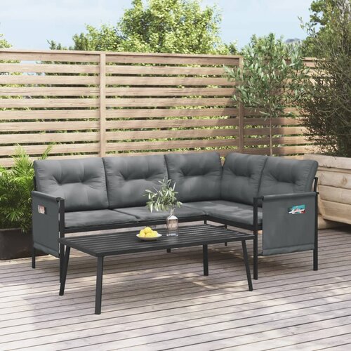 VidaXL Kutna vrtna sofa antracit od čelika i tekstilena Slike