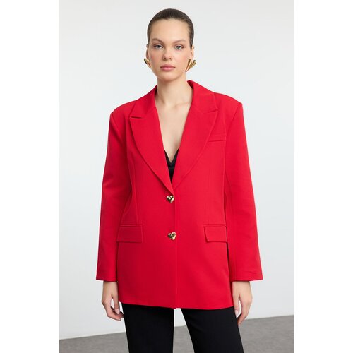 Trendyol Red Oversize Heart Button Blazer Jacket Slike