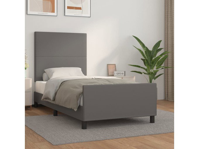 Posteljni okvir z vzglavjem siv 90x200 cm umetno usnje Cene