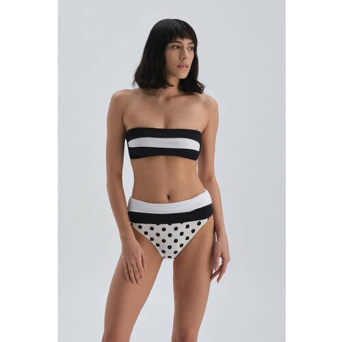 Dagi Black and White Strapless Bikini Top Slike