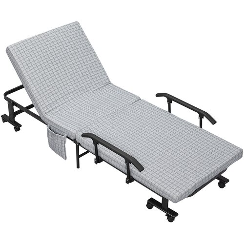 HOMCOM zložljiva postelja jeklo, pena, 100% poliester 190D x 76&Scaron; x 33V cm svetlo siva+črna, (5000234852) Cene