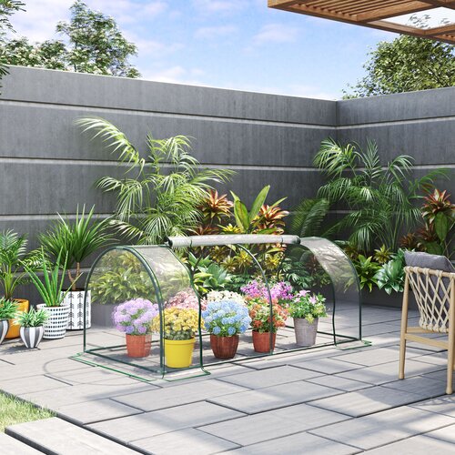 Outsunny jekleni vrtni rastlinjak s predorom in pokrovom iz PVC, 200x100x80 cm, prozoren in zelen, (20747868) Cene