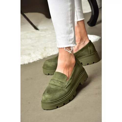 Fox Shoes R996092002 Women's Khaki Suede Thick Soled Casual Shoes