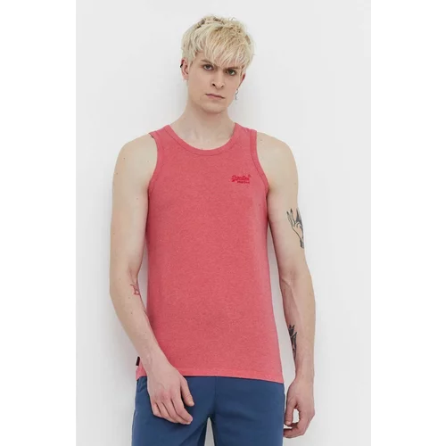Superdry Pamučna majica za muškarce, boja: ružičasta