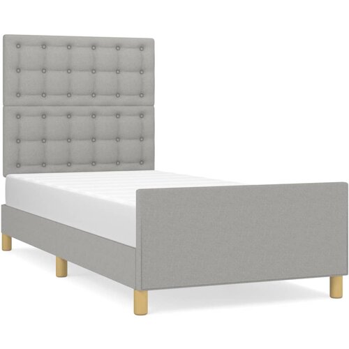 VidaXL Posteljni okvir z vzglavjem svetlo siv 90x190 cm blago, (20794917) Slike