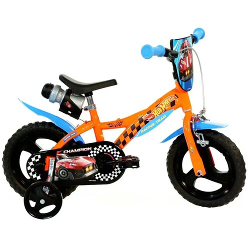 Dino Bikes Hot Wheels 12&rdquo; otro&scaron;ko kolo s držalom za plastenko in pomožnimi kolesi v oranžno-črni barvi &ndash; kolo Cene