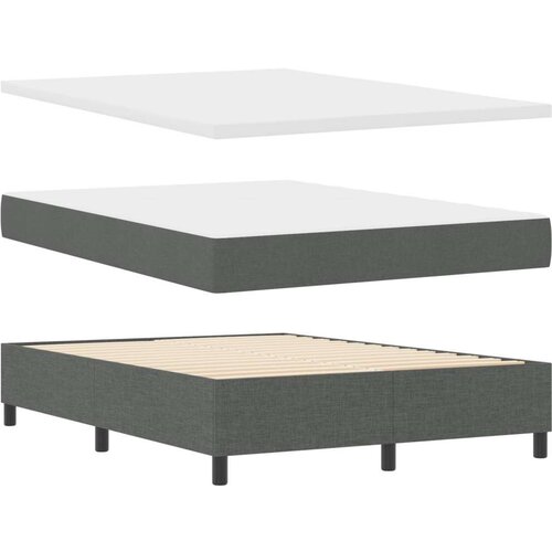 Box Spring krevet s madracem i klupom tamno siva 160x200 cm tkanina Slike