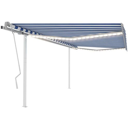 vidaXL Ročno zložljiva tenda z LED lučkami 4x3 m modra in bela Cene