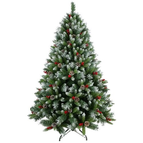  novogodisnja jelka snezna sa sisarkama i bobicama 210cm Slike