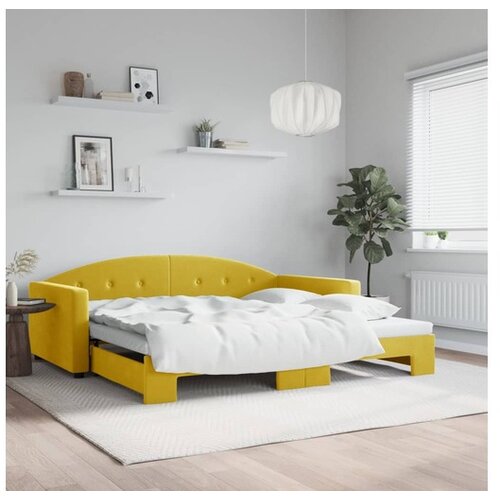 vidaXL Izvlečna dnevna postelja rumena 100x200 cm žamet Cene