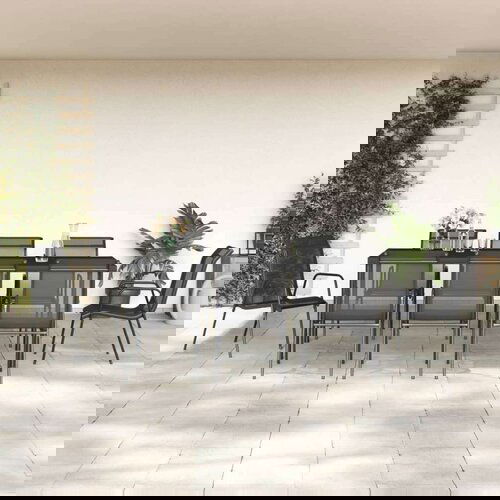  Vrtna sedežna garnitura 9-delna črno jeklo in textilene, (20795839) Cene