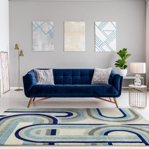 Asiatic Carpets Pra&amp;scaron;no modra preproga 80x150 cm Nova Retro Blue &amp;ndash; Slike
