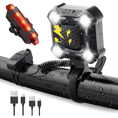  Set USB višebojna punjiva lampa za bicikl + stražnje svjetlo i sirena Cijene