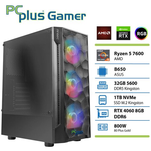 PCPLUS gamer ryzen 5 7600 32GB 1TB nvme ssd rtx 4060 8GB gaming namizni računalnik, (21739537) Cene