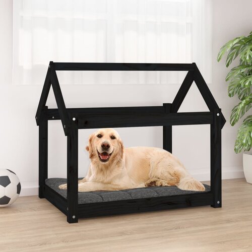 VidaXL Krevet za pse crni 81x60x70 cm od masivne borovine Slike