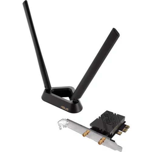 Asus PCE-BE92BT BE9400 Tri-Band WiFi 7 (802.11be), Bluetooth 5.4, two external antennas and magnetized base, supporting 6GHz band, 320MHz, OFDMA, WPA3 network security, compatible only with lntel chipset motherboards, PCIe adapter - 90IG08U0-MO0B00