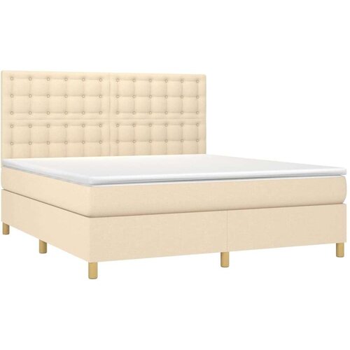  Krevet s oprugama i madracem krem 180x200 cm od tkanine Slike