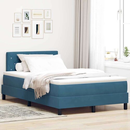 LED Box Spring Postelja Temno modra 120 x 190 cm Žamet, (5000127474) Cene