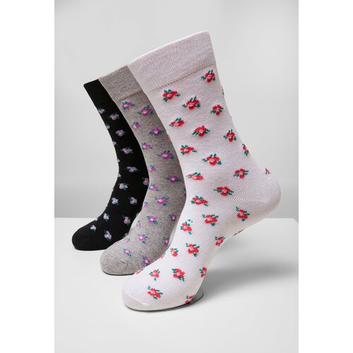 Urban Classics Floral Socks Made of Recycled Yarn 3-Pack Grey+Black+White Cijene