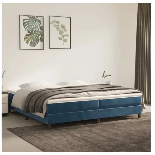  Box spring postelja z vzmetnico temno modra 200x200 cm žamet