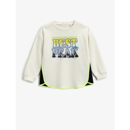 Koton Color Contrast Sweatshirt Slogan Themed Printed Ribbed Slike