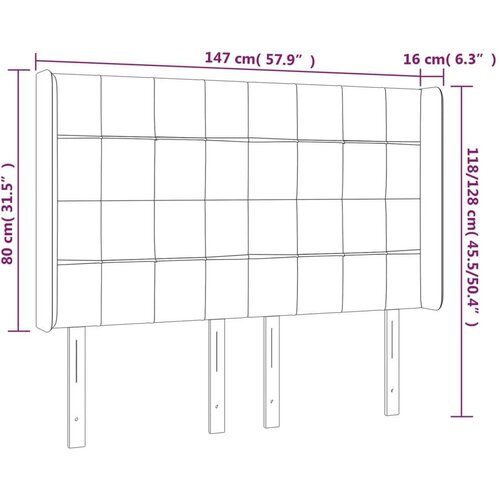  Uzglavlje tamnosivo 147 x 16 x 118/128 cm od tkanine Slike