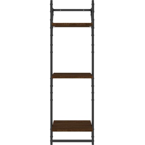  Zidne police s prečkama 2 kom smeđa boja hrasta 30x25x100 cm Slike