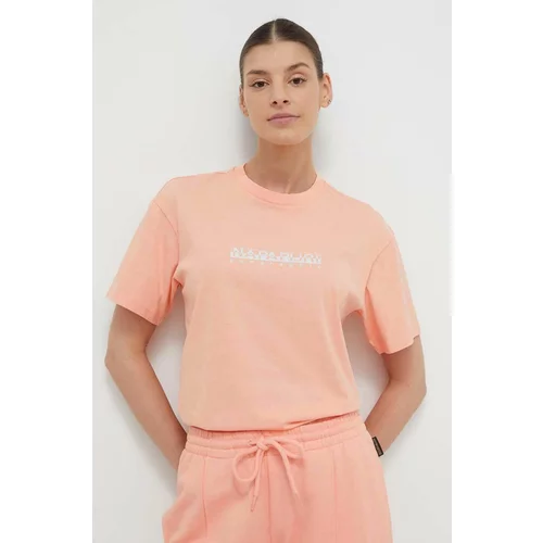 Napapijri Pamučna majica za žene, boja: narančasta