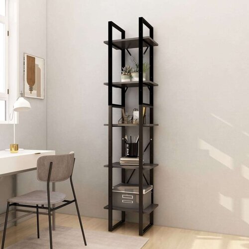 vidaXL ormarić za knjige s 5 razina sivi 40 x 30 x 175 cm od borovine Cijene