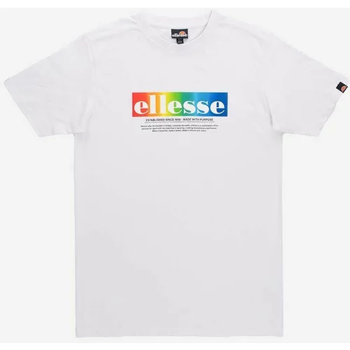 Ellesse Pamučna majica boja: bijela, s tiskom, SHR17634-WHITE