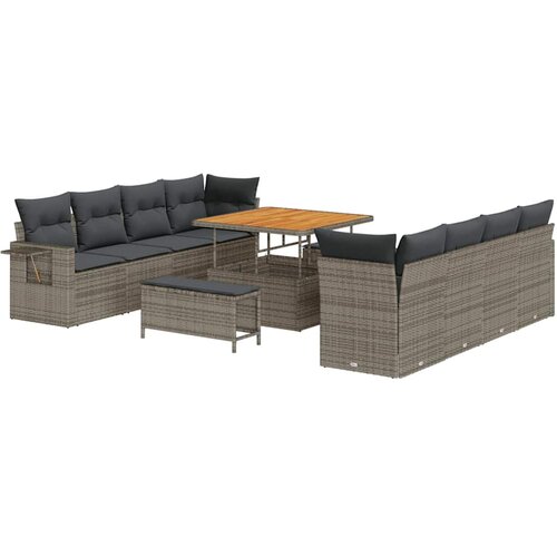  Set od 11 komada vrtnih sofa s jastucima siva poli ratan akacija set od 3 komada vrtne blagovaonice s jastucima siva poli ratan Cene