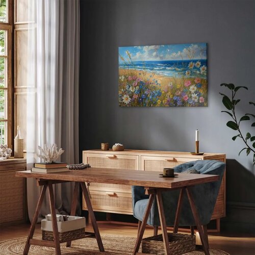  Slika - Seascape – wildflowers and a view of the rough sea 30x20 Na talijanskom platnu Cene