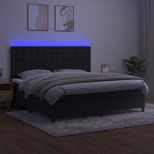  Krevet box spring s madracem LED crni 200x200 cm bar&amp;scaron;un Slike