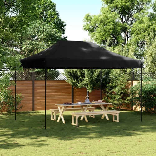 vidaXL Zložljivi pop-up šotor za zabave črn 410x279x315 cm