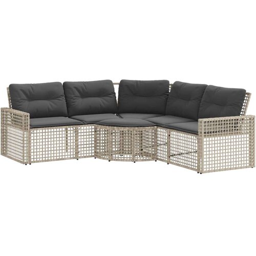 vidaXL Vrtna sofa L-oblika s jastucima+tabureom svjetlosiva poliratan Cene