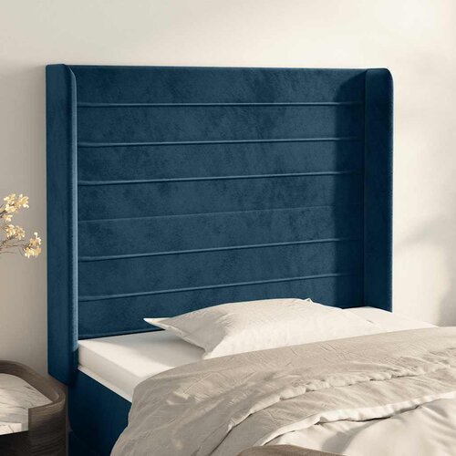  Uzglavlje s u&scaron;ima tamnoplavo 93x16x118/128 cm bar&scaron;unasto Cijene